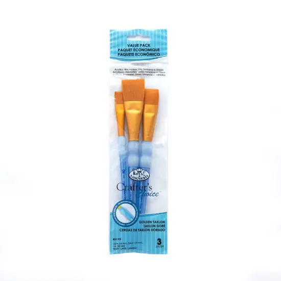 RCC 215 | Crafter's Choice&trade; 3pc Golden Taklon Wash Brush Set {1}