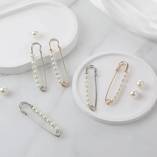 6 Pcs Faux Pearl Brooch Pins Decorative Safety Pins Pants Clips to Tighten Waist Sweater Shawl Clips Large Shawl Pins for Women Clothing Dress Pants Skirt Accessories Waist Extender Decoratine Pins {3}