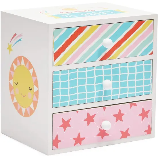 Wooden Kids Jewelry Box with Drawers for Girls, Be Bright, Be Bold, Happy, Be You (6.1 x 4.5 In) Multicolor {7}