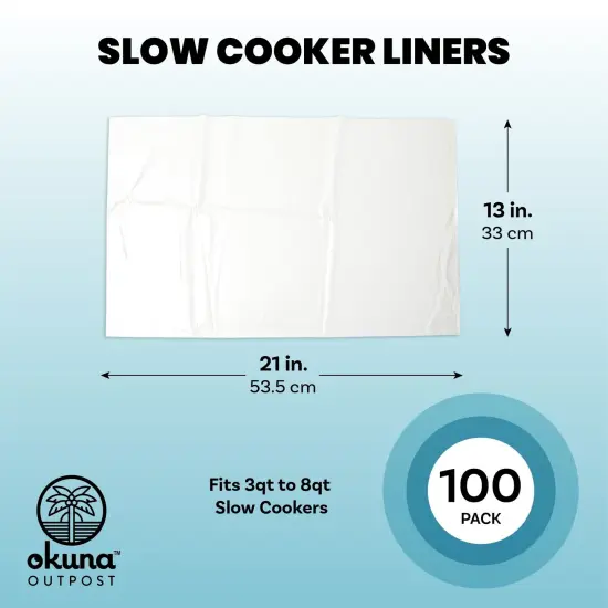 Slow Cooker Liners, Clear Plastic Cooking Bags for Oval or Round Pot, 3-8 QT, Easy Clean Up, Regular Size, Disposable (13x21 in, Bulk Pack), 100 Pack White {5}