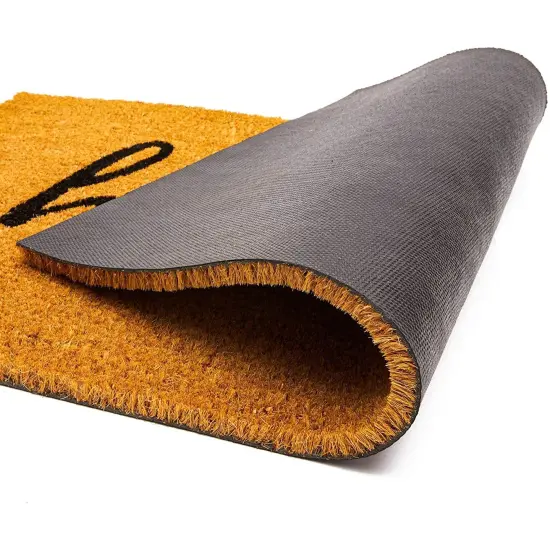 Hello Coco Coir Doormat for Patio, Natural Fall Welcome Mat for Front Door (17 x 30 In) Brown {4}