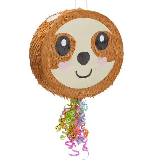 Sloth Pull String Pinata for Kids Birthday Party Supplies (16.5 x 13 x 3 In) Brown {1}