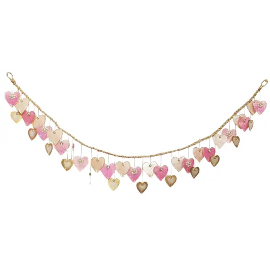 Jeweled Hearts Capiz Garland - Valentine's Day and Wedding Decor Pink {1}