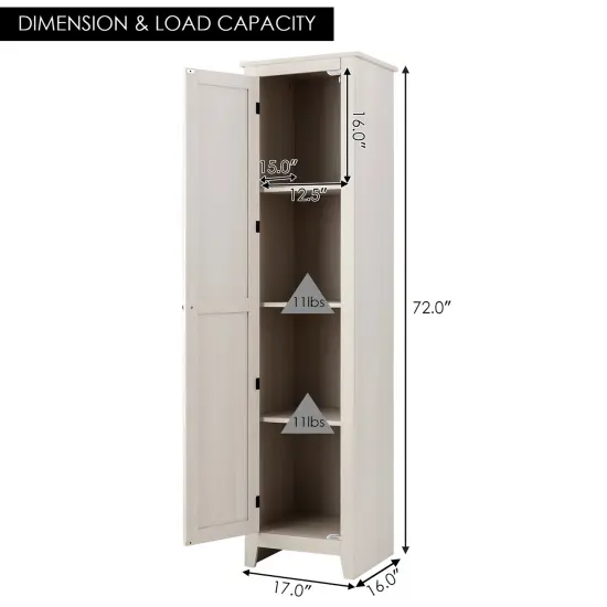 Costway Linen Tower Bathroom Storage Cabinet Tall Slim Side Organizer w/ Shelf White\ Black\Walnut {3}