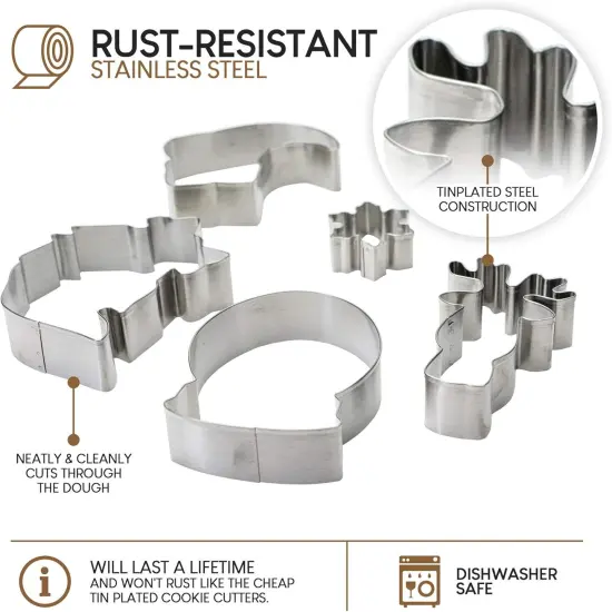 Cookie Cutters Stainless Steel Christmas Shapes by Set of 7 Pcs {1}