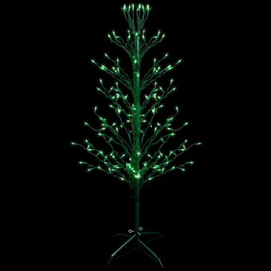 Northlight 4' Pre-Lit Green Slim Profile Cascade Twig Christmas Tree - Green Lights {1}