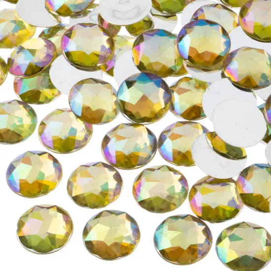 John Bead 16mm Round Acrylic Flat Back Rhinestones, 200pcs Yellow AB {1}