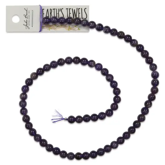 John Bead Earth's Jewels Amethyst Beads - Dark, Round, 6 mm, 16" Strand {2}