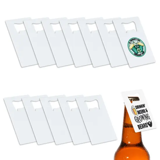 Makerflo Rectangle Shape Bottle Opener Crafted from High-Quality Stainless Steel | Craft-Ready for DIY Gifts & Personalization - Sublimation {2}