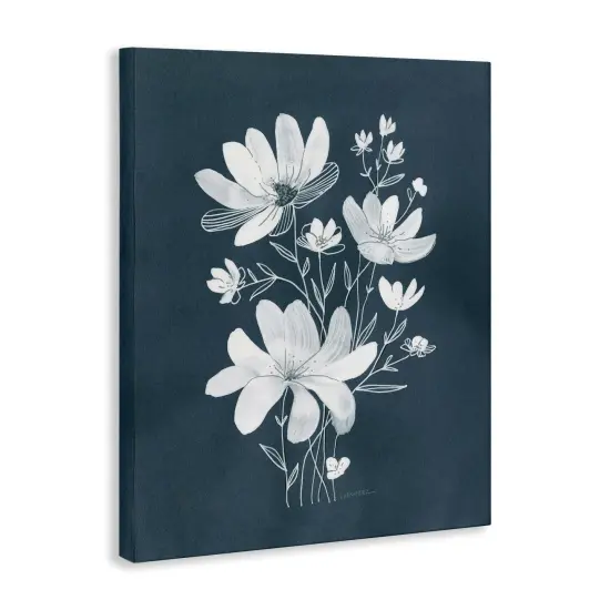 Stupell Industries White Floral with Outline Canvas Wall Art Design by Leeza Hernandez {3}