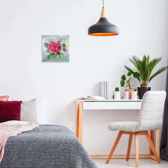 Stupell Industries Pink Garden Flower over Rustic Wall Plaque Design by Susan Arnot {2}