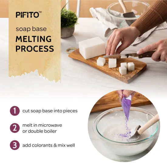 Pifito Soap Making Kit │ DIY Soap Making Supplies - 3 lbs Melt and Pour Soap Base (Shea Butter, Goats Milk, Oatmeal), 8-Pack Oxide Pigment Colorants Sampler, Mold and Instructions {5}
