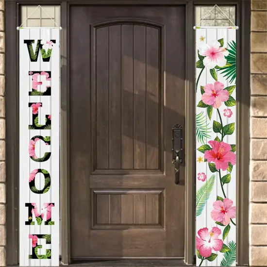 Welcome Spring Summer Porch Banners 70.8 x 11.8 inch,Hawaiian Aloha Porch Sign {5}