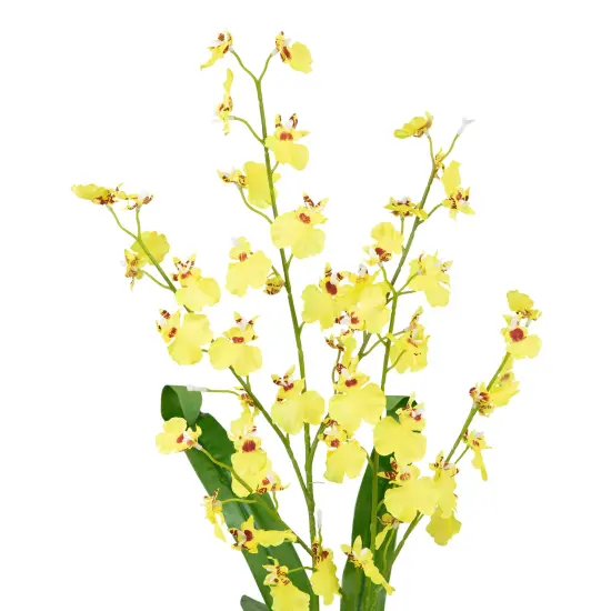 Northlight 23.5" Yellow Potted Artificial Oncidium Orchid Flower Plant Green {7}