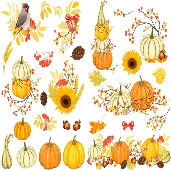 Yellow Autumn Pumpkin Aesthetic Diary Travel Journal Paper Stickers {1}