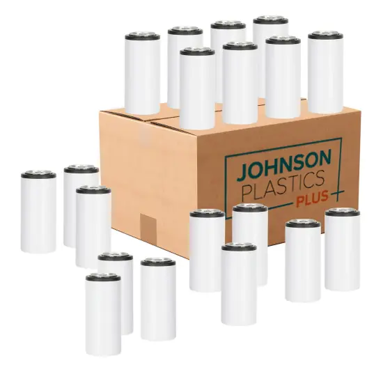 12oz Stainless Steel Skinny Can Coolers Sublimation-Ready Bulk- White {2}