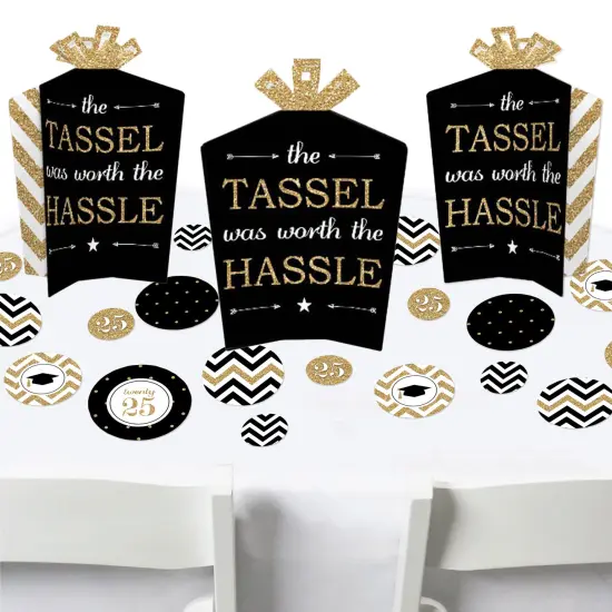 Big Dot of Happiness Tassel Worth The Hassle - Gold - 2025 Graduation Party Decor and Confetti - Terrific Table Centerpiece Kit - Set of 30 {1}