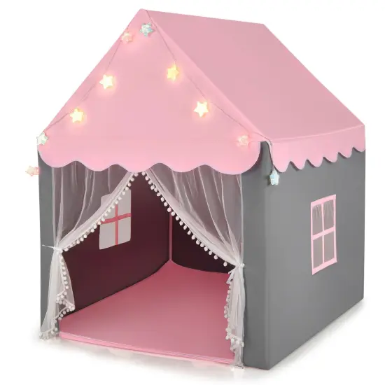 Kids Playhouse Tent with Star Lights and Mat Perfect for Birthday Gift Blue {8}