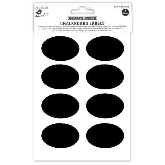 Little Birdie Chalkboard Labels Sticker Sheet-Oval {1}
