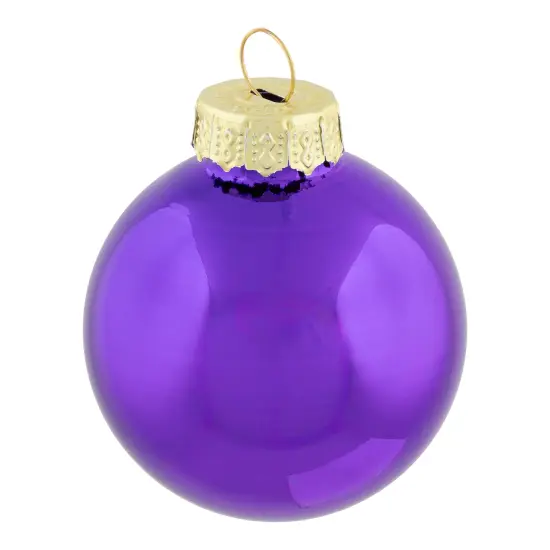 Northlight Shiny and Matte Purple Glass Ball Christmas Ornaments - 1.5" (40mm) - Purple - 10ct {7}