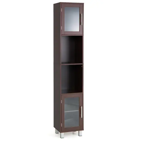 71 Inch Tall Tower Bathroom Storage Cabinet and Organizer Display Shelves for Bedroom Grey {8}