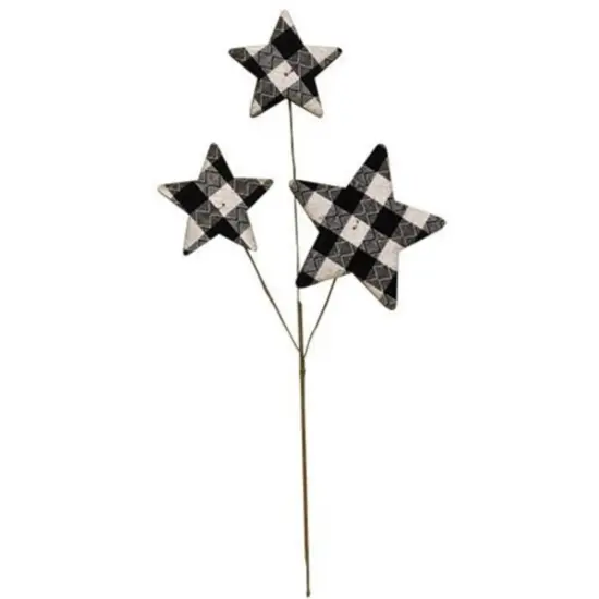 Black & White Plaid Star Pick 14" {1}