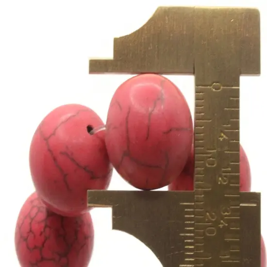 22mm 17mm Round Bright Pink Dyed Synthetic Turquoise Stone Beads {4}