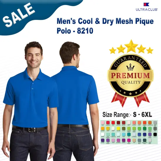 UltraClub&reg; Men's Cool & Dry Mesh&nbsp;Pique Polo COLUMBIA BLUE {2}