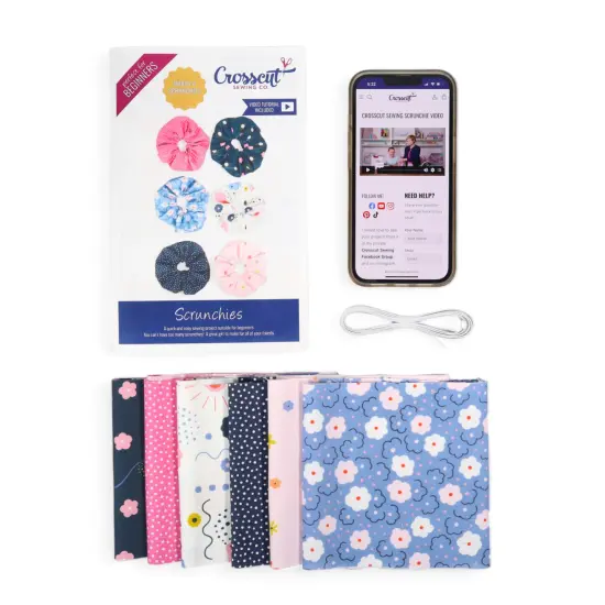 Crosscut Sewing Co.&reg; Scrunchie Sewing Project Kit for Beginners with Fabric, Instructions and Video Cozy floral {5}