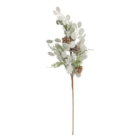 27"H Silver Dollar Shine Spray with Brown Paper-Wrapped Stem and Plastic Leaves {1}