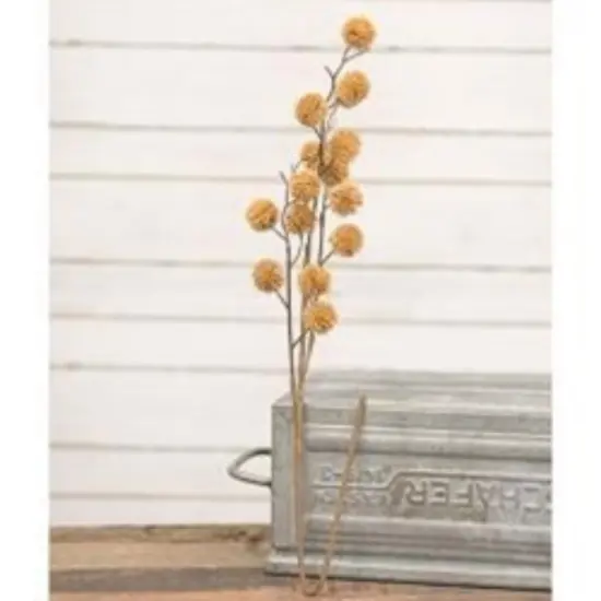 27&rdquo;High Mustard Thistle Pods Spray with Brown Paper Wrapped Stem and Plastic Branches {2}