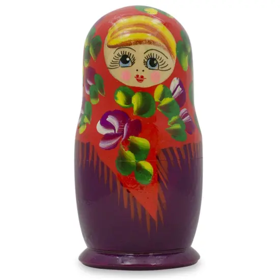 Set of 3 Deep Red Dress WoodenNesting Dolls 3.5 Inches {4}