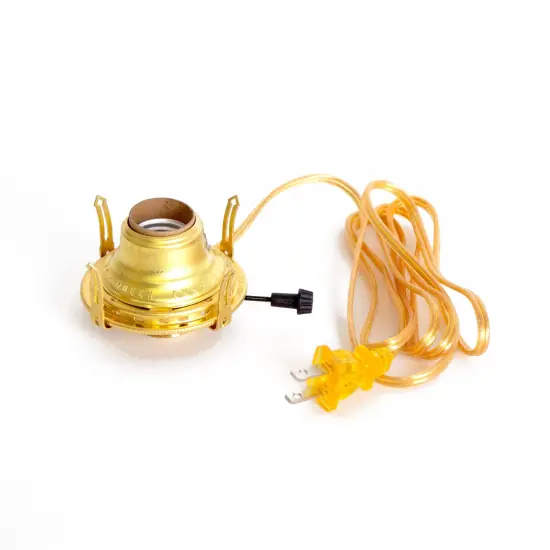 B & P Lamps Electric Burner Queen Anne Solid Brass #2 with 6 foot Gold Cord {3}