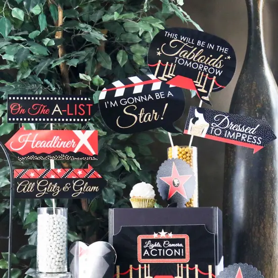 Big Dot of Happiness Funny Red Carpet - Movie Night Party Photo Booth Props Kit - 10 Piece {7}