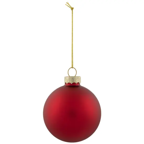Northlight 2-Finish Glass Ball Christmas Ornaments - 2.5" (60mm) - Apple Red - 9ct {5}