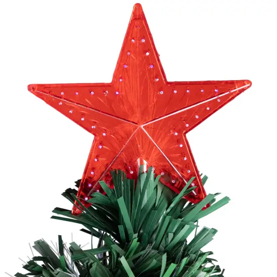 Northlight Pre-Lit Color Changing Fiber Optic Christmas Tree with Berries - 3' - Multi-color Lights Green {6}