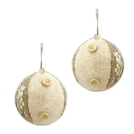 10cm Ball With Lace And Button Accents 2 Pcs {4}