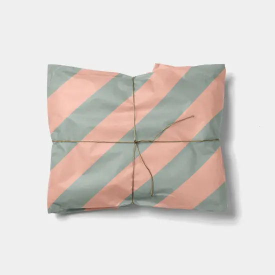 Pink and Lichen Green Stripe Gift Wrap {1}
