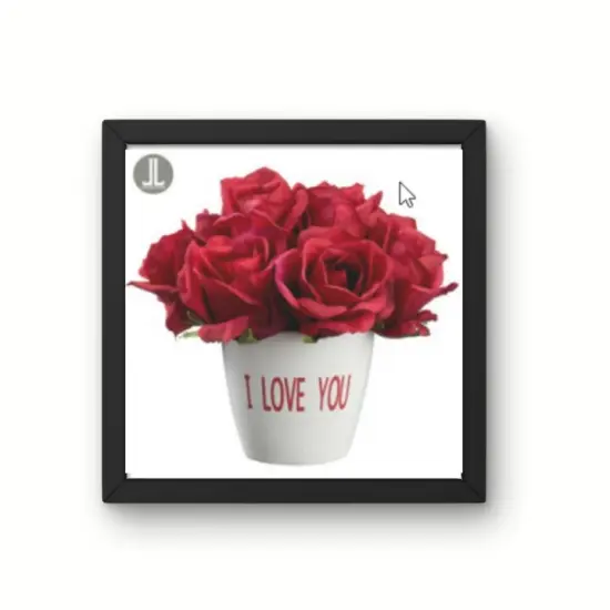 7" Artificial Red Rose Arrangement | "I Love You" Ceramic Vase for Romantic Decor {3}