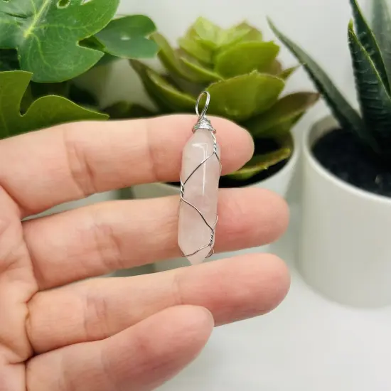 1, 4 or 20 Pieces: Wire Wrapped Rose Quartz Pendants {3}