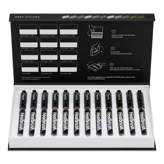 Karin Realbrush Pigment Markers - Grey Colors, Set of 12 {1}