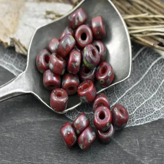20g Dark Red Travertine 2/0 Matubo Beads {2}