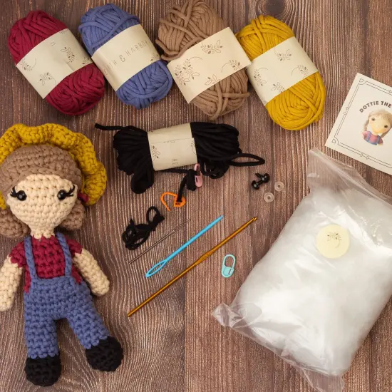 Hearth & Harbor Amigurumi Crochet Kit for Beginners Dottie the Farmer {2}