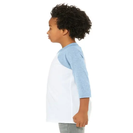Bella + Canvas&reg; Youth Three-Quarter Sleeve Baseball T-Shirt - 3200Y WHT/ HTHR PEACH {4}
