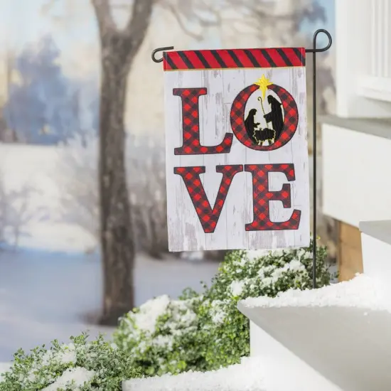 Nativity LOVE Christmas Garden Flag 2 Sided Burlap {2}