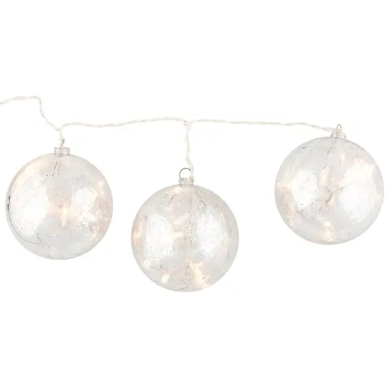 PENN Lighted Mercury Glass Finish Christmas Ball Ornaments - Silver - Clear Lights - Set of 3 {3}