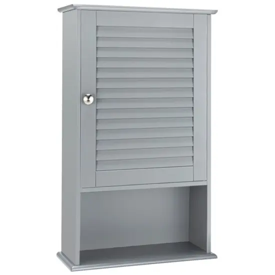 Bathroom Wall Mount Storage Cabinet Single Door with Height Adjustable Shelf for Home Storage Grey {9}