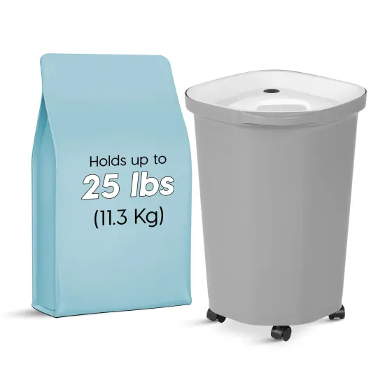 IRIS USA 25Lb/30Qt WeatherPro Airtight Pet Food Storage Container with Scoop and Casters Gray {1}