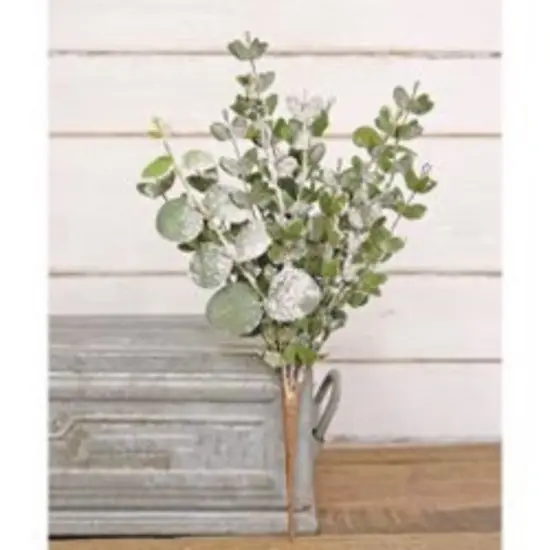 16" Snowy Eucalyptus Bush with Brown Paper-Wrapped Stem and Branches {2}