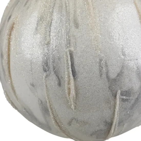 Northlight Glitter Marbled Christmas Ball Ornament - 4.25" - White {6}